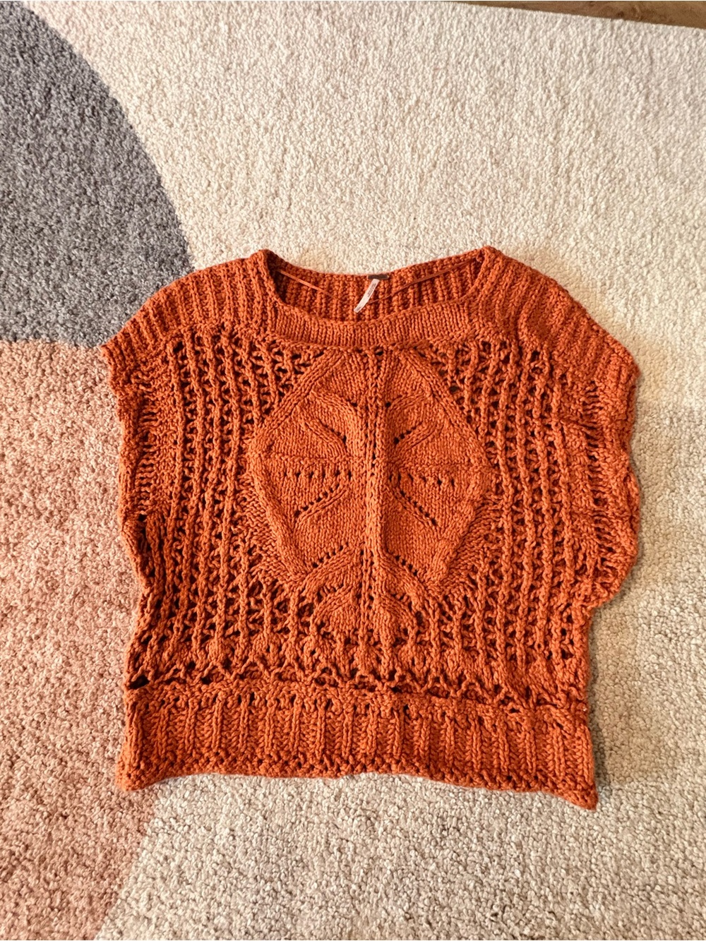 Free People Rust Orange Chunky Open-Knit Sweater Vest #Oversized #Autumn #Boho